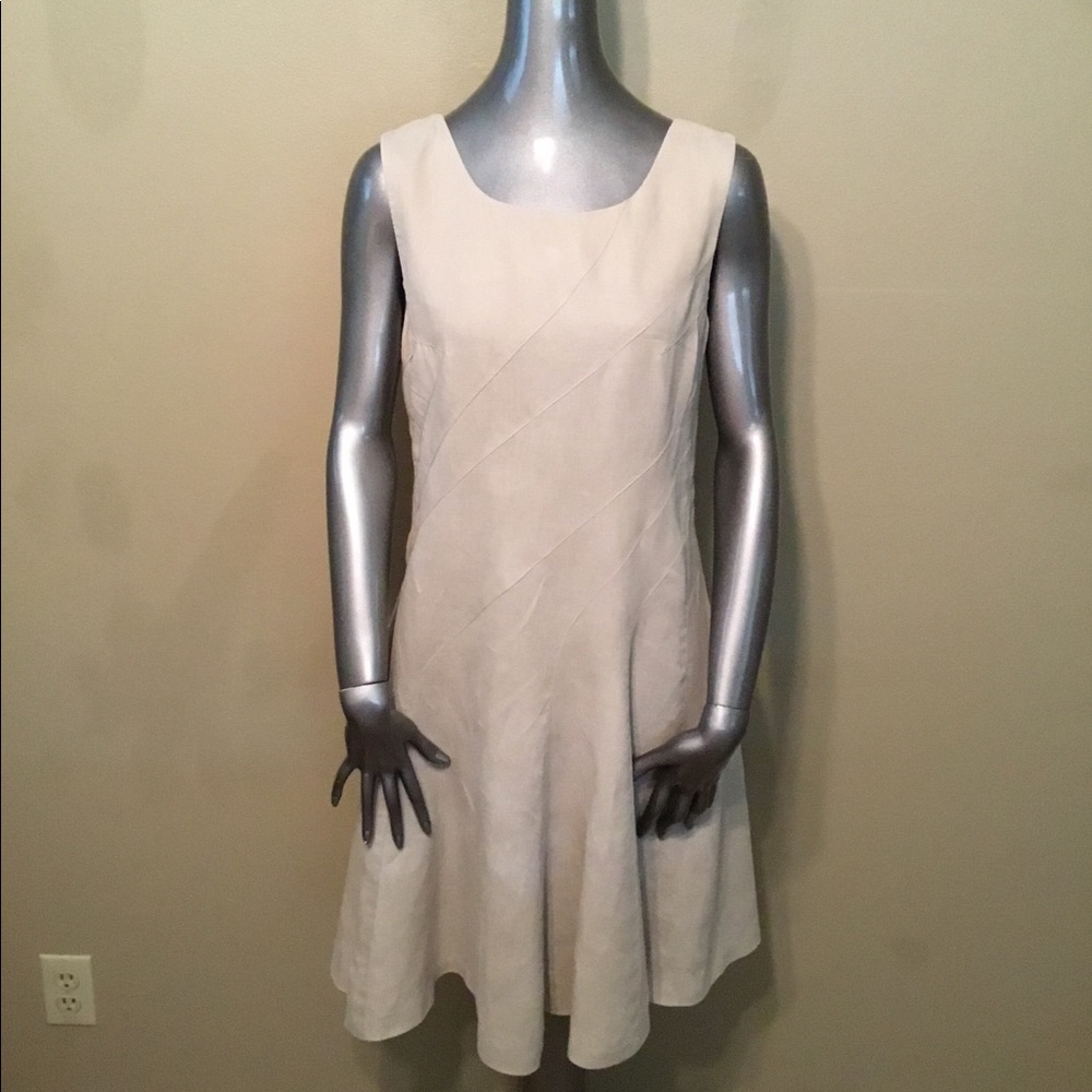 adrienne vittadini linen dress Adrienne Vittadini Linen Tunic Dress Striped Gray/Black Women's Size Medium